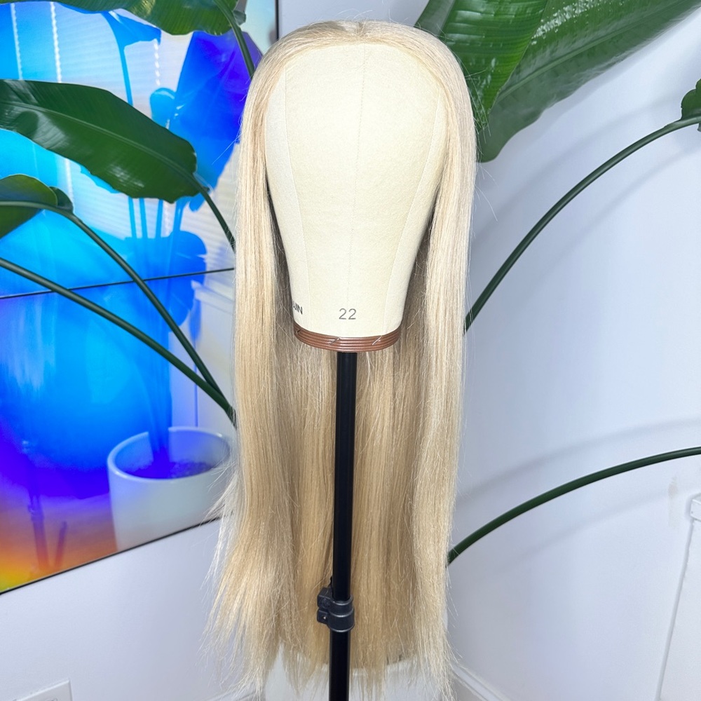 Long Straight Platinum Blonde Lace Front Wig